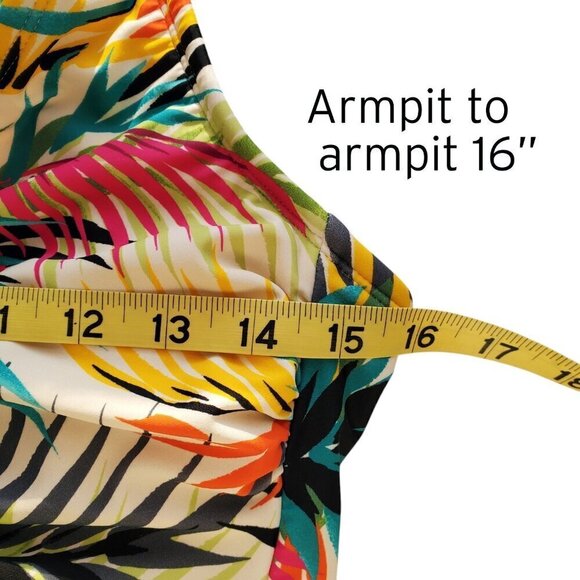 Shade & Shore Plunge Ring Detail One Piece Multi Tropical Print Swimsuit M - Picture 8 of 11